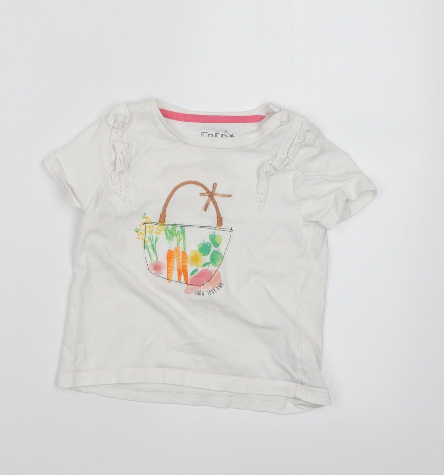 F&F Girls White   Basic T-Shirt Size 18-24 Months
