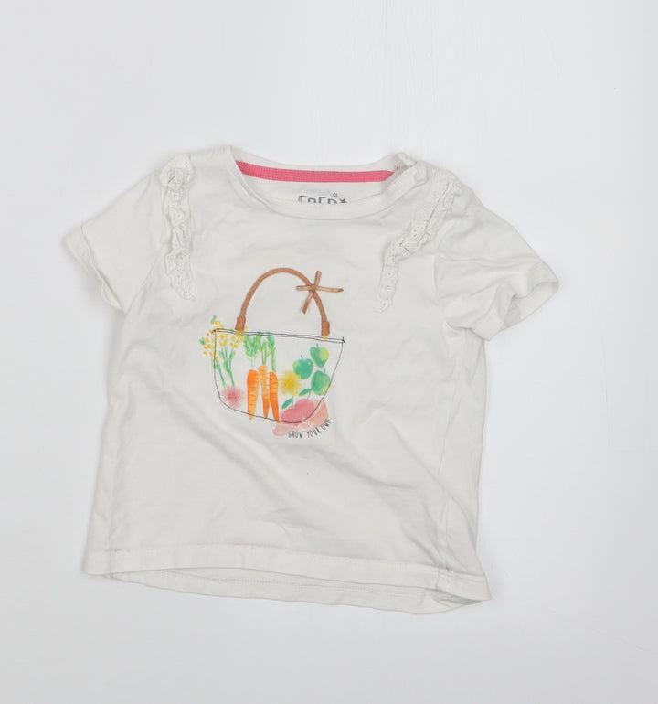 F&F Girls White   Basic T-Shirt Size 18-24 Months