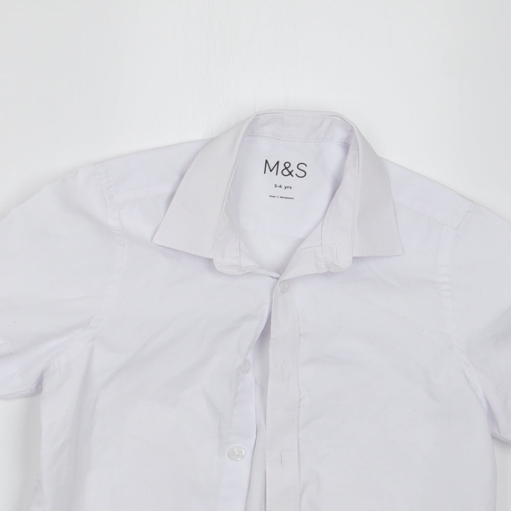 Marks and Spencer Boys White   Basic Button-Up Size 5-6 Years