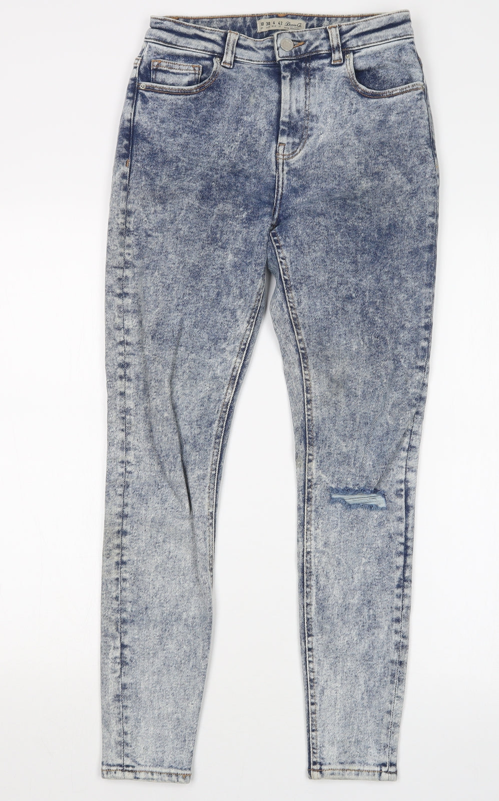 Denim Co. Womens Blue  Denim Straight Jeans Size 10 L27 in