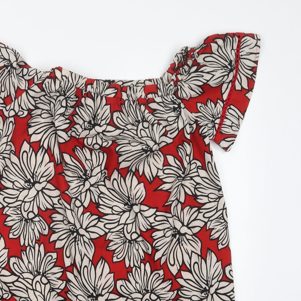 Primark Womens Red Floral  Basic T-Shirt Size 10