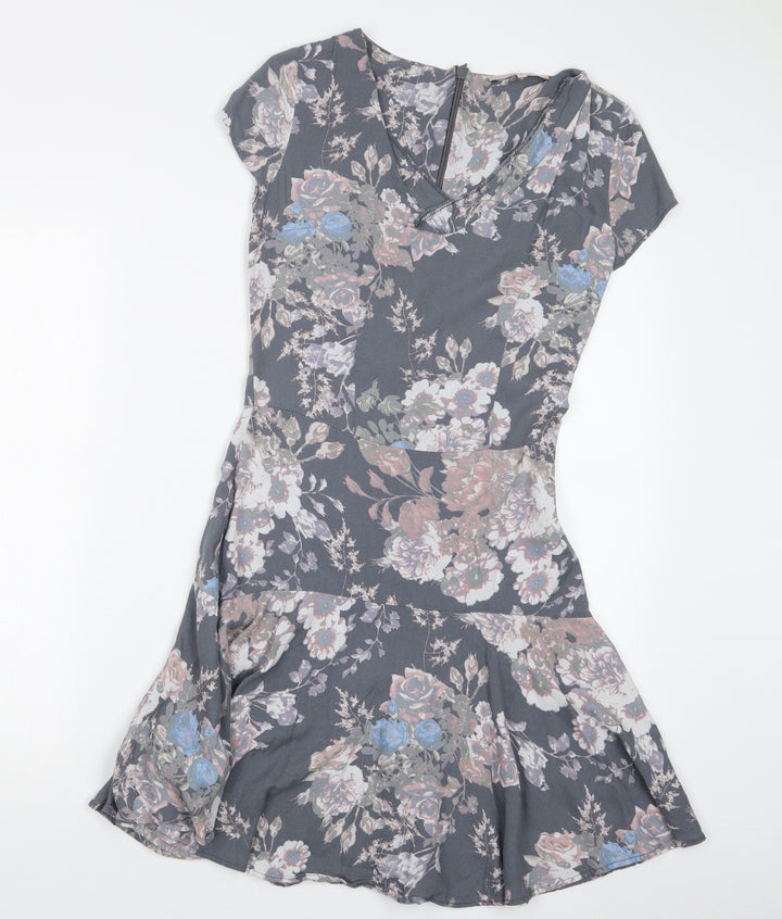 NEXT Womens Grey Floral  T-Shirt Dress  Size 6