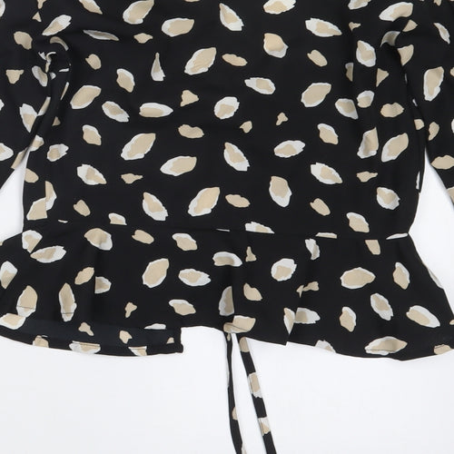 Wednesday's Girl Womens Black Geometric  Basic T-Shirt Size XS
