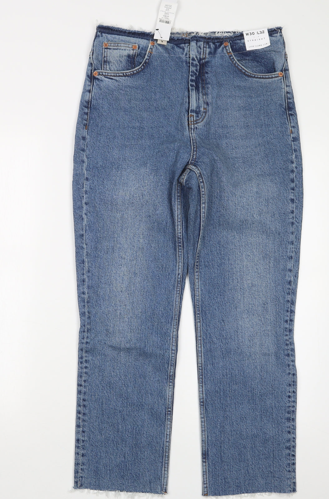 Topshop Womens Blue  Denim Straight Jeans Size 30 in L26 in