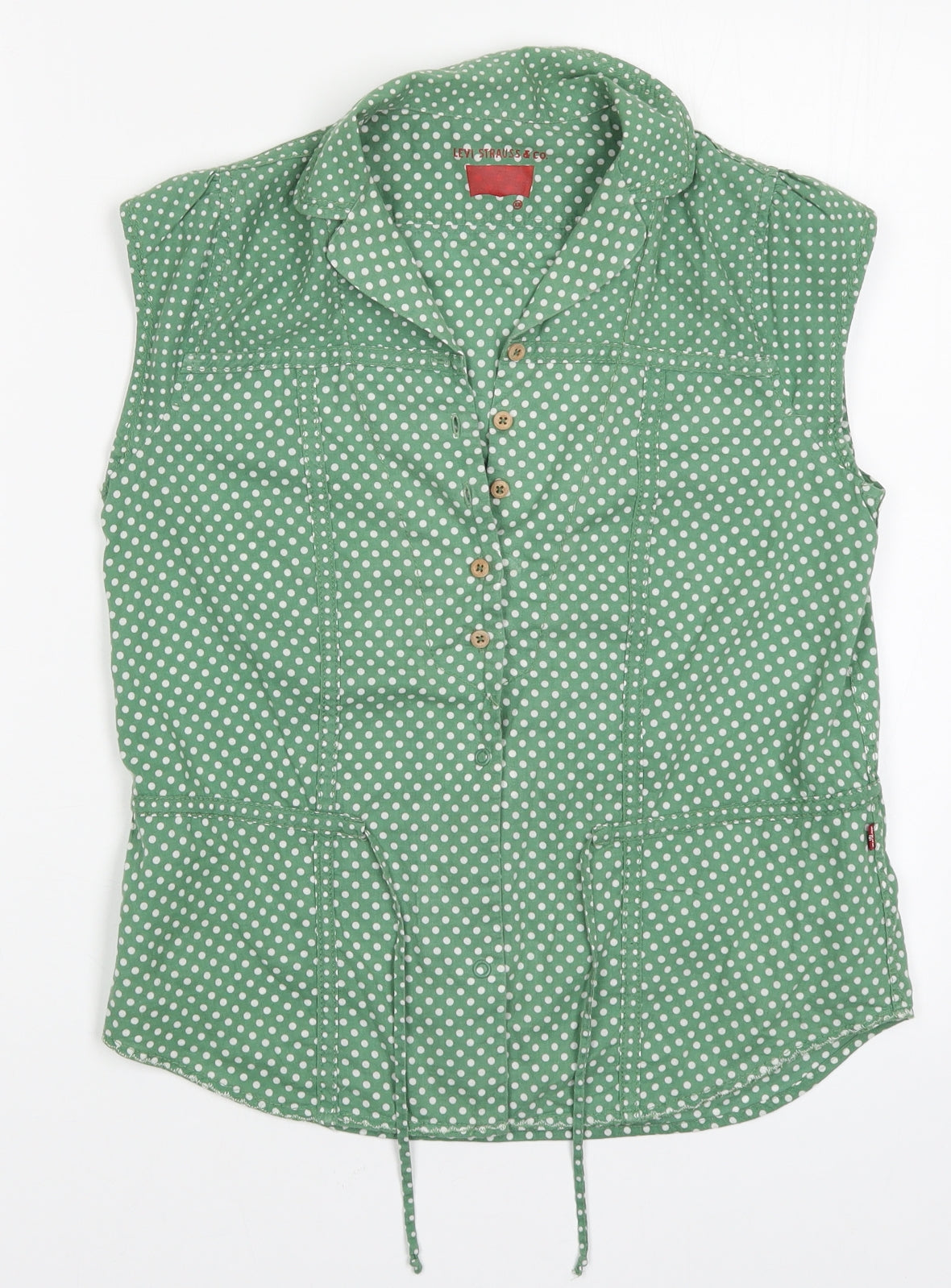Levi Strauss & Co. Womens Green Polka Dot  Basic Button-Up Size XS