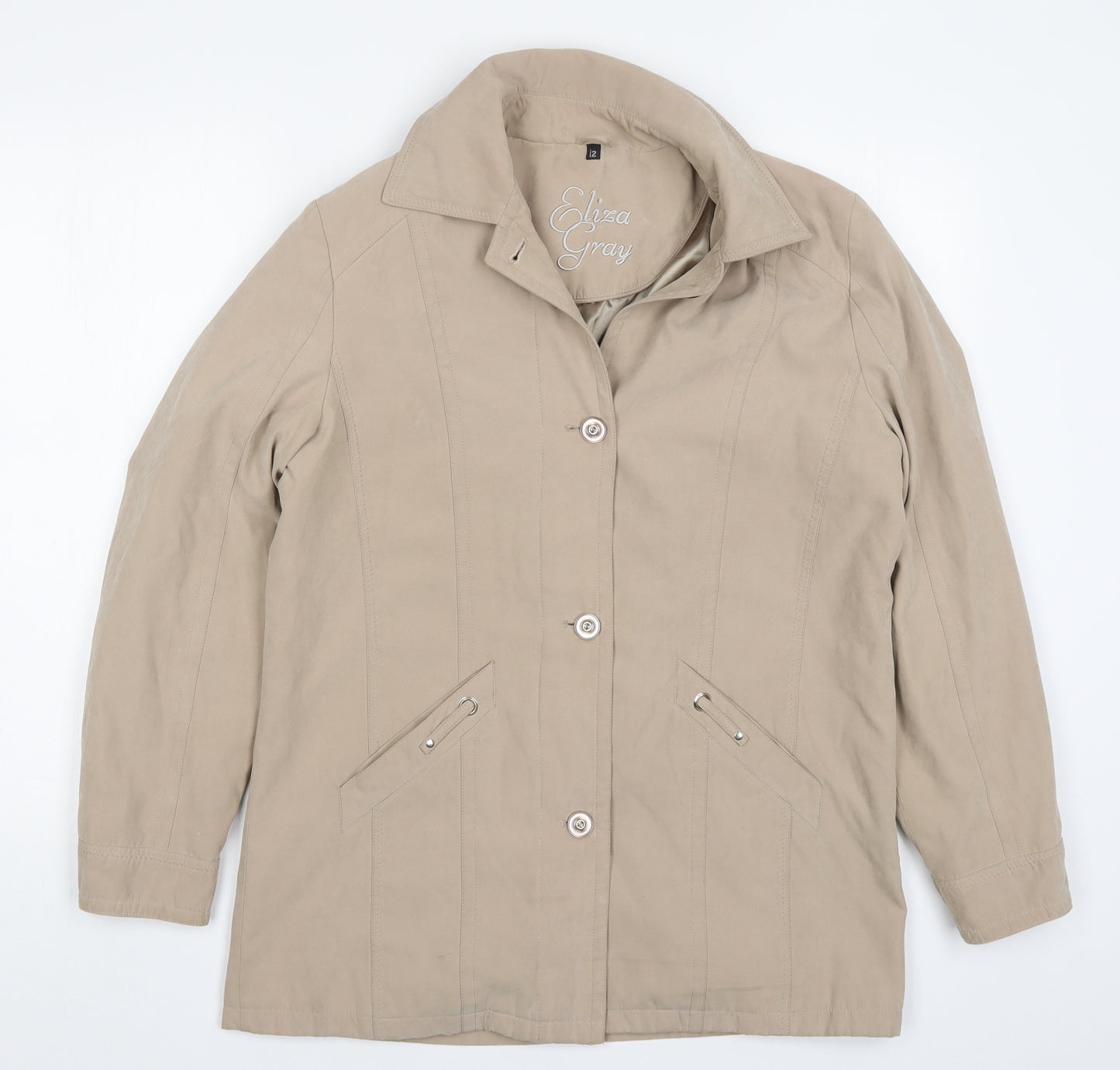 Eliza Grey Womens Beige   Jacket  Size 12