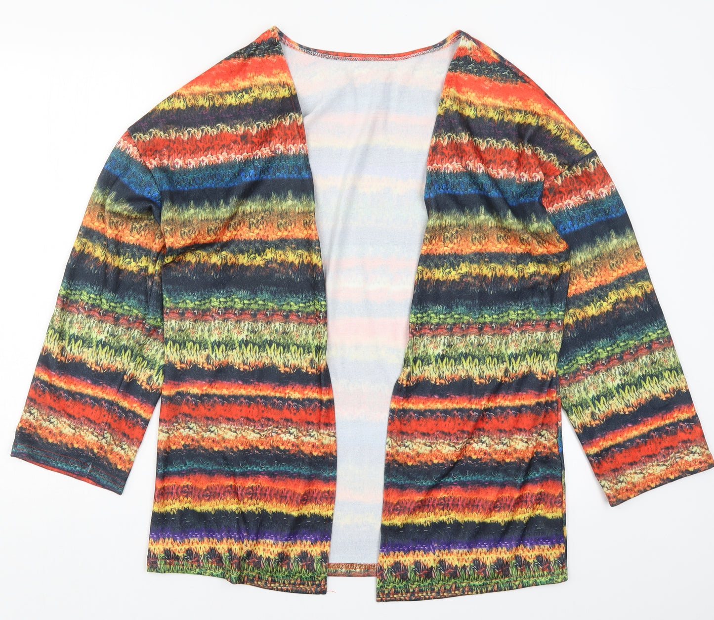 Preworn Womens Multicoloured Striped Knit Cardigan Jumper Size M