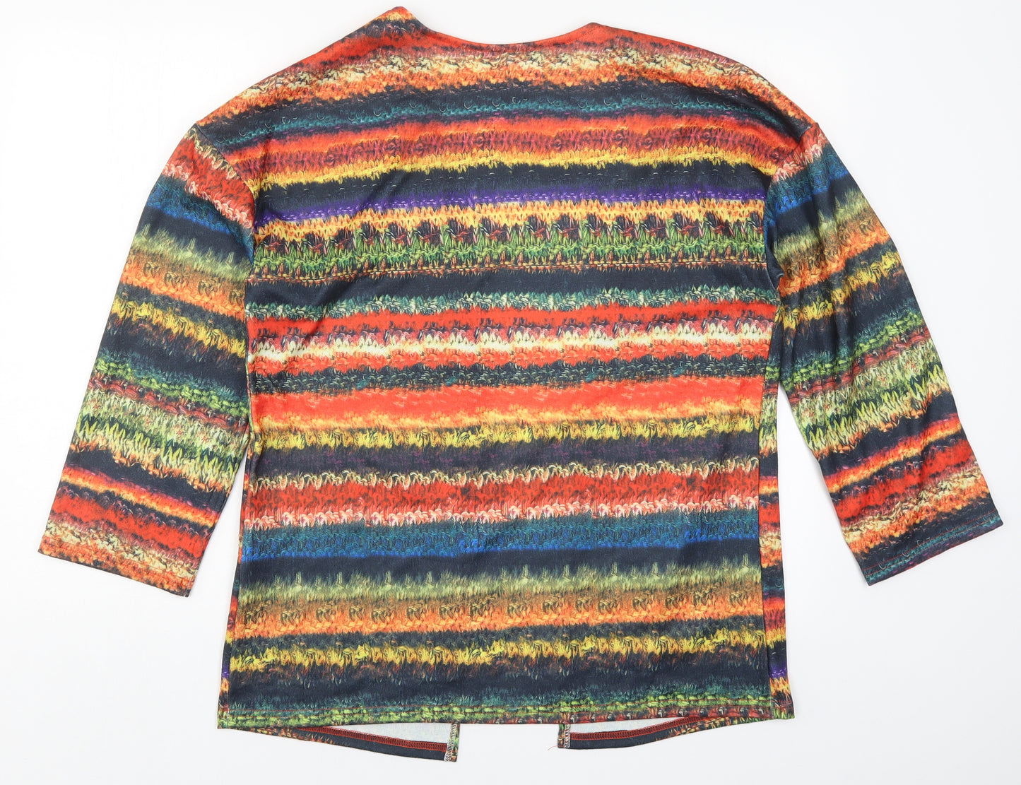 Preworn Womens Multicoloured Striped Knit Cardigan Jumper Size M