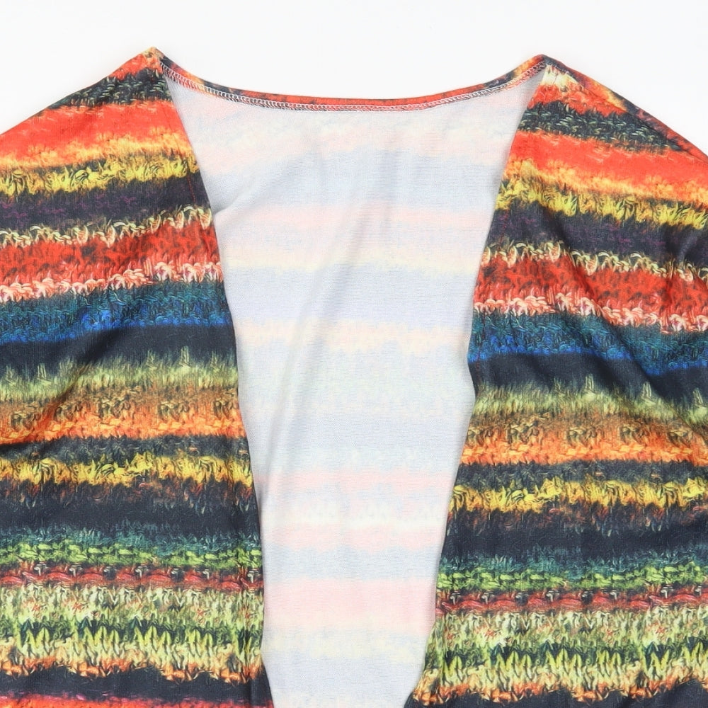 Preworn Womens Multicoloured Striped Knit Cardigan Jumper Size M