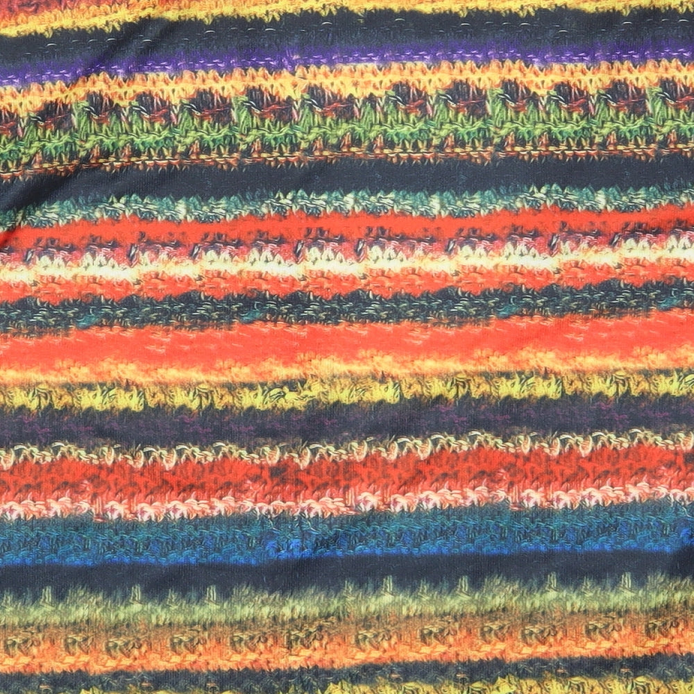 Preworn Womens Multicoloured Striped Knit Cardigan Jumper Size M