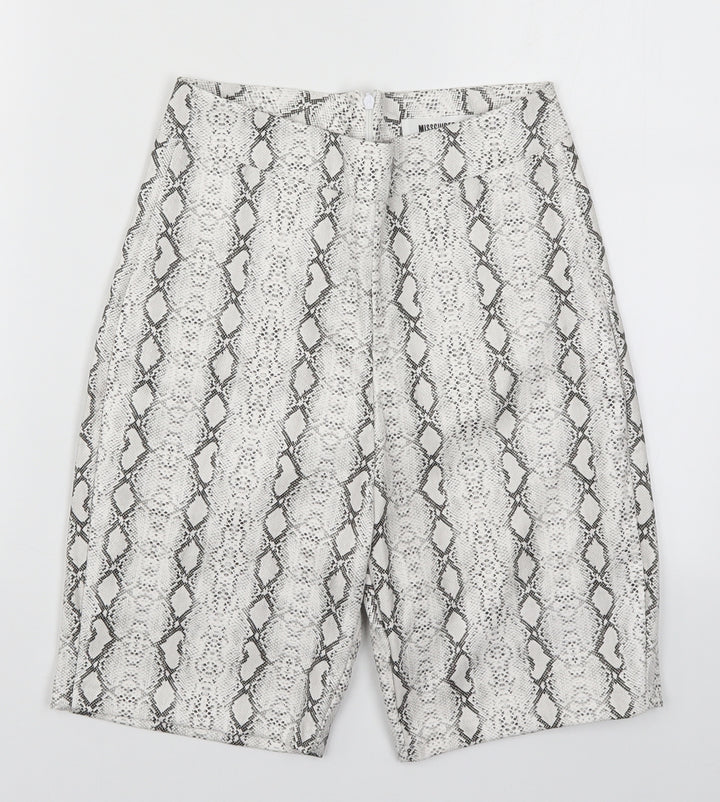 Missguided Womens White Animal Print Hot Pants Shorts Size 6