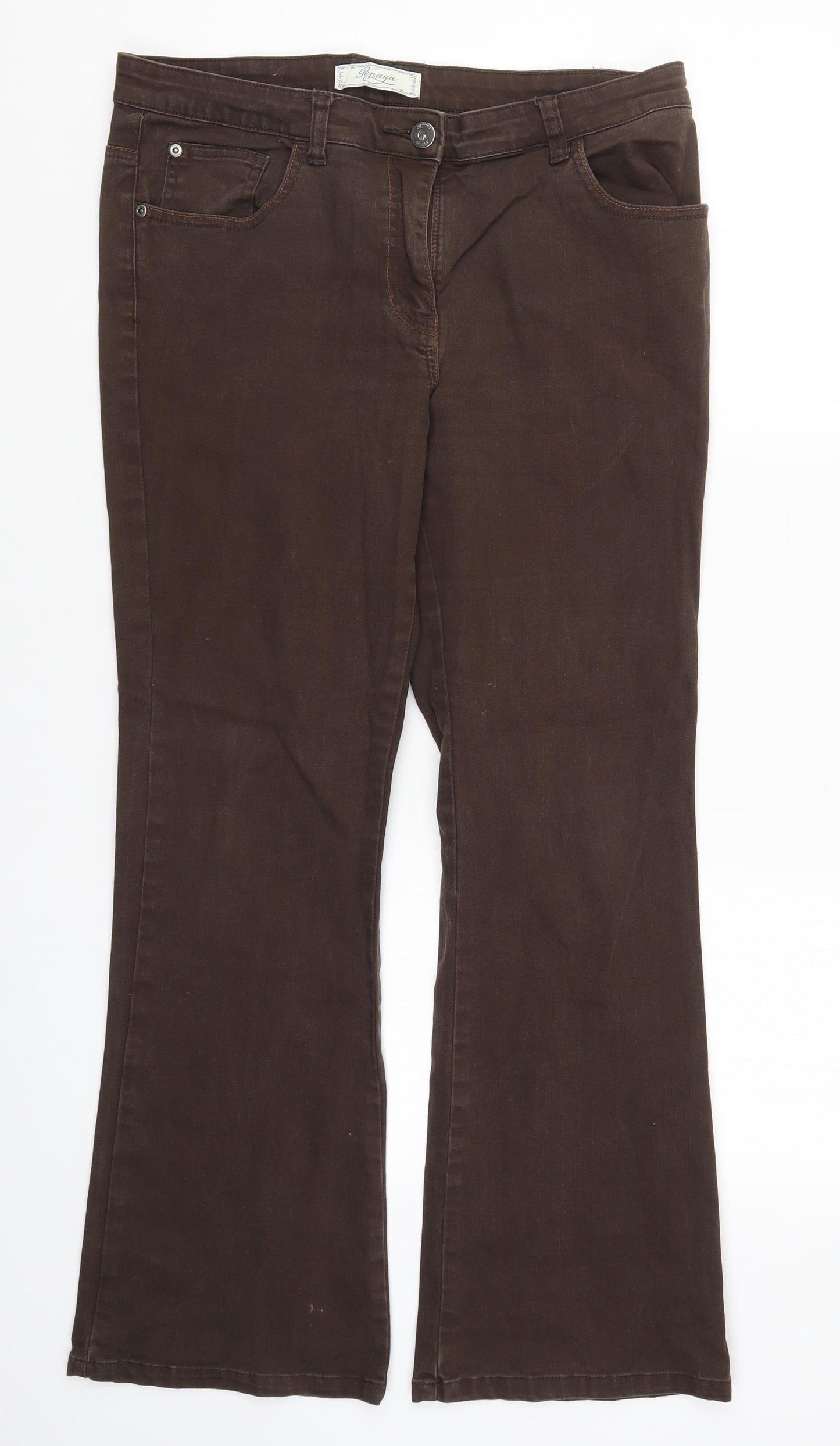 Papaya Womens Brown  Denim Bootcut Jeans Size 12 L28.5 in