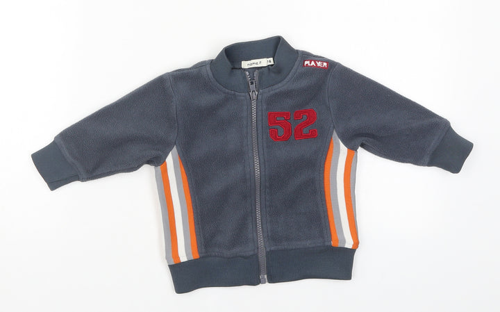 name it Boys Grey Striped  Jacket  Size 6-9 Months  - 52