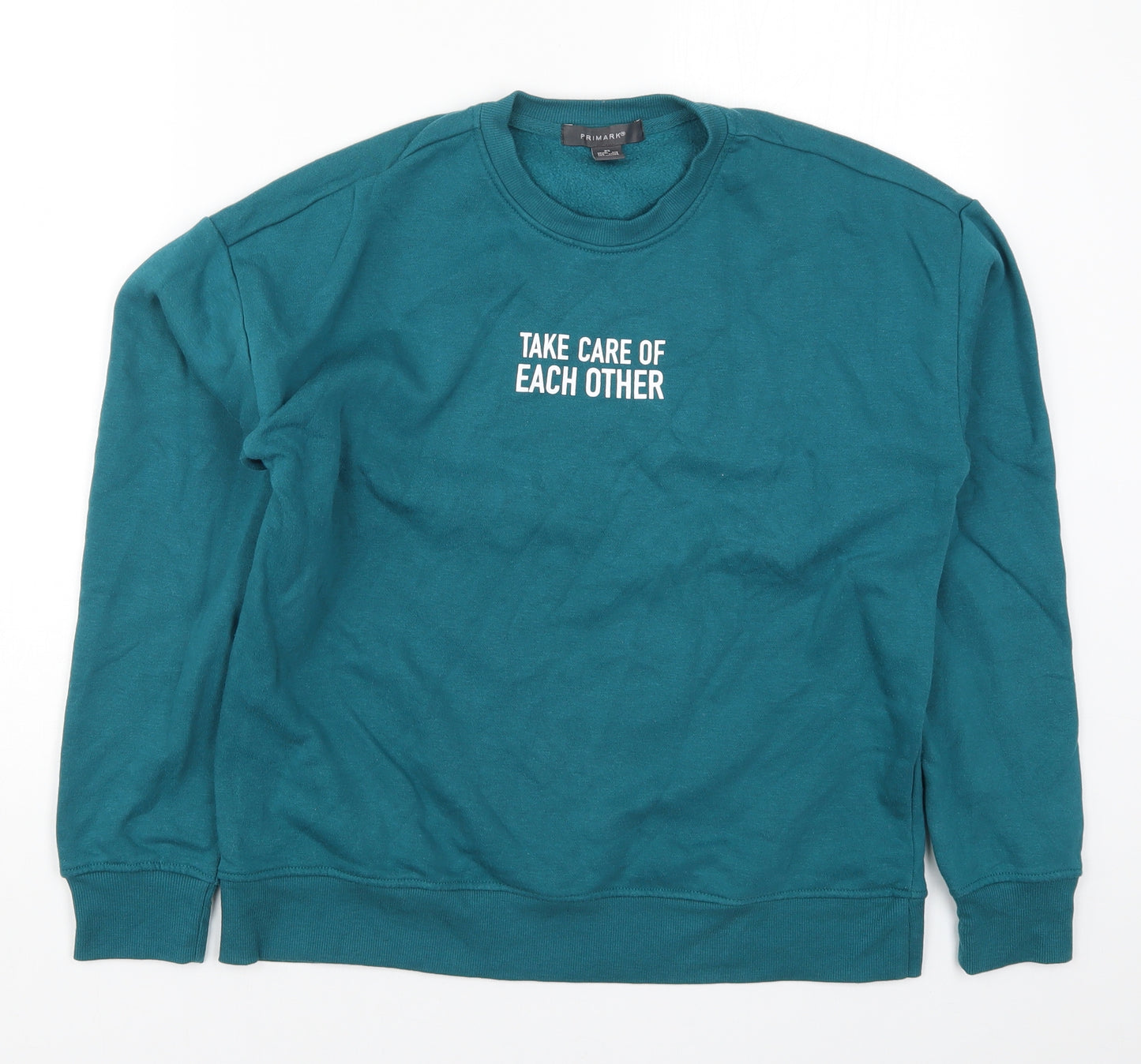 Primark Womens Blue   Pullover Sweatshirt Size 6  - Take Care of Each Other