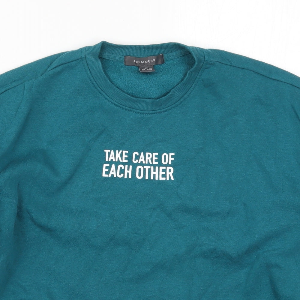 Primark Womens Blue   Pullover Sweatshirt Size 6  - Take Care of Each Other