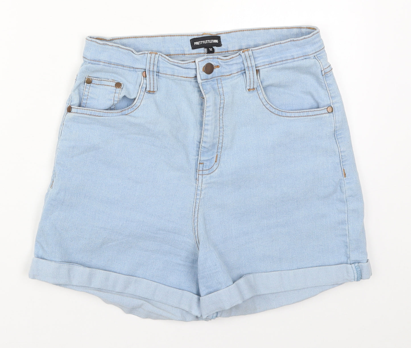 PRETTYLITTLETHING Womens Blue  Denim Mom Shorts Size 12