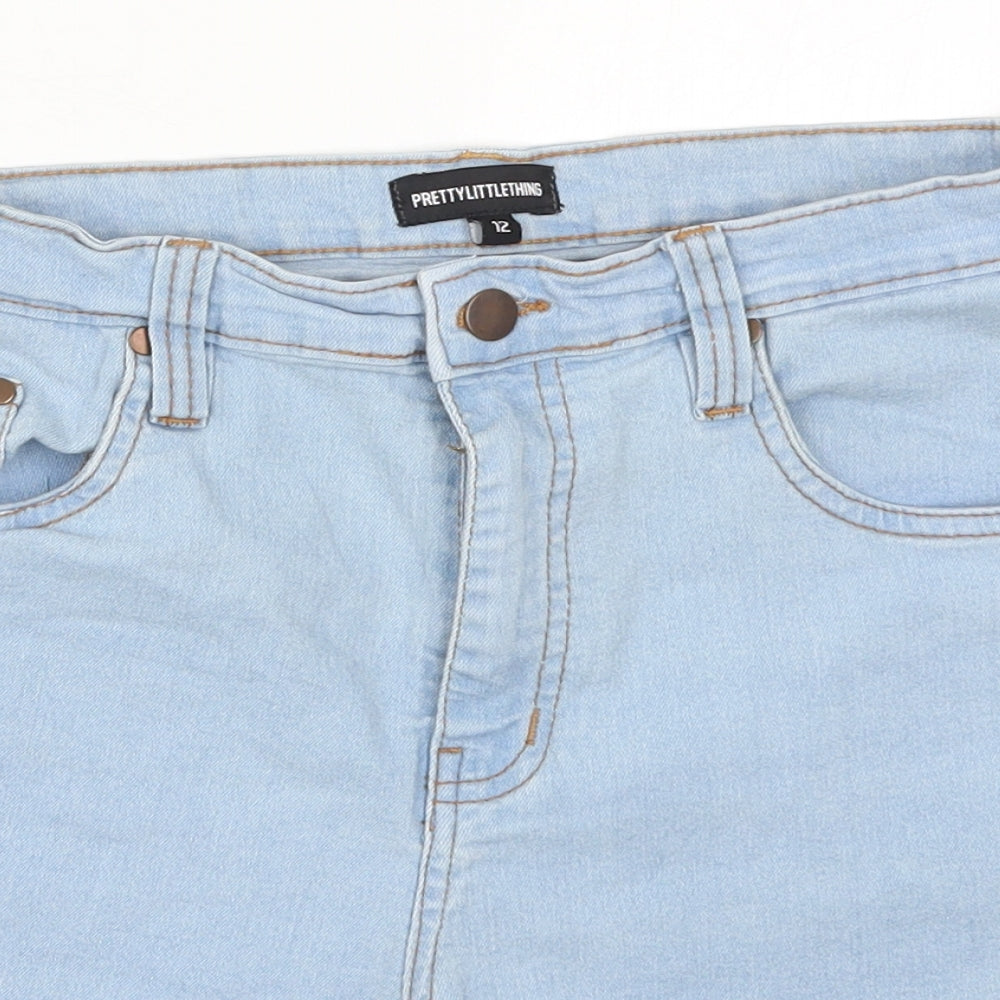 PRETTYLITTLETHING Womens Blue  Denim Mom Shorts Size 12