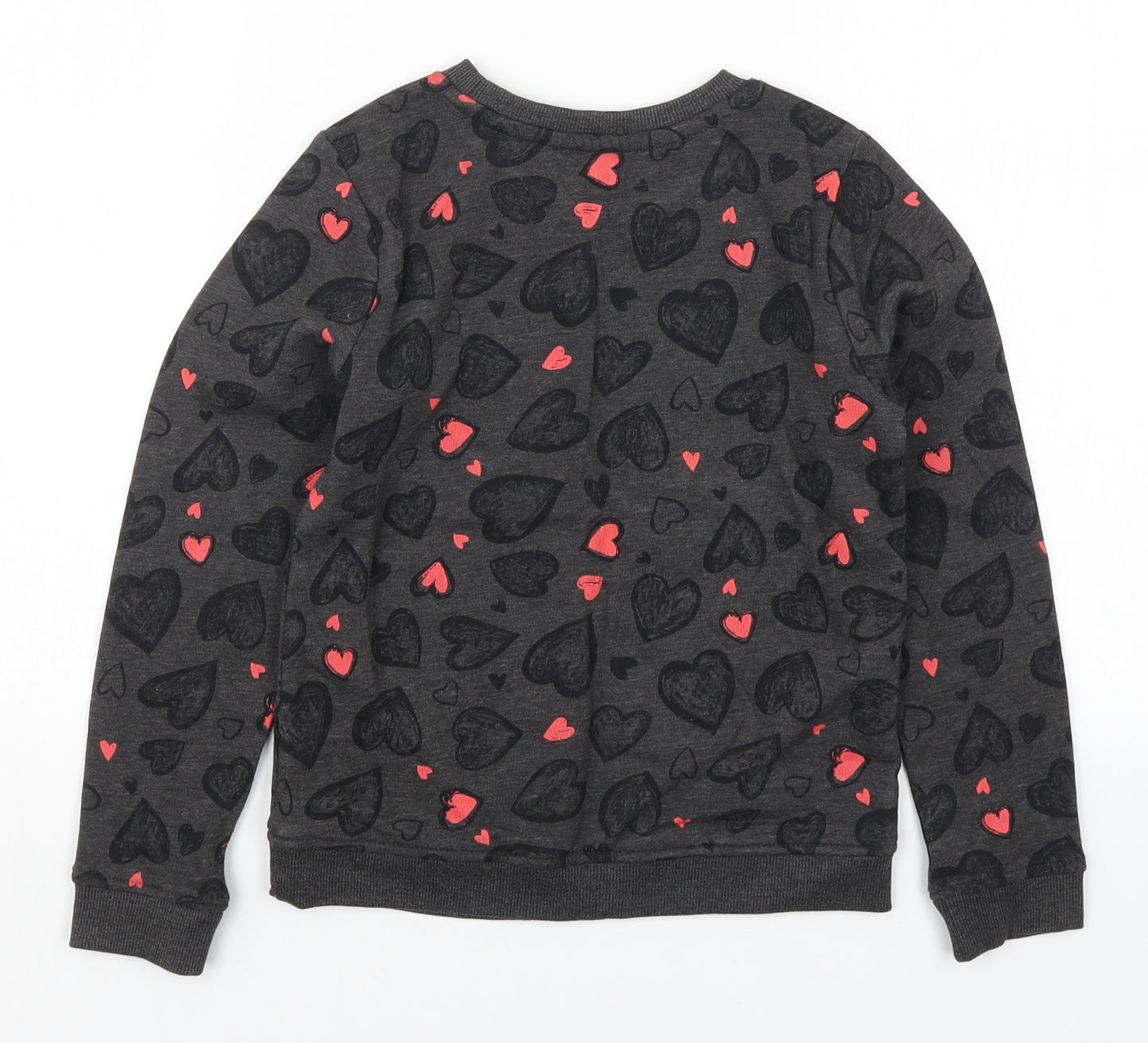 Nutmeg Girls Grey   Pullover Sweatshirt Size 8-9 Years  - Love Hearts