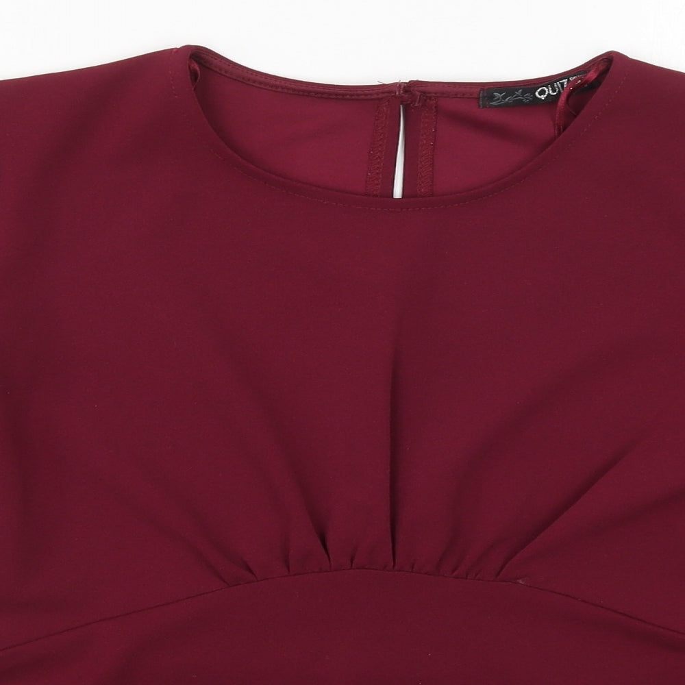 Quiz Womens Red   Basic T-Shirt Size 12  - Burgundy