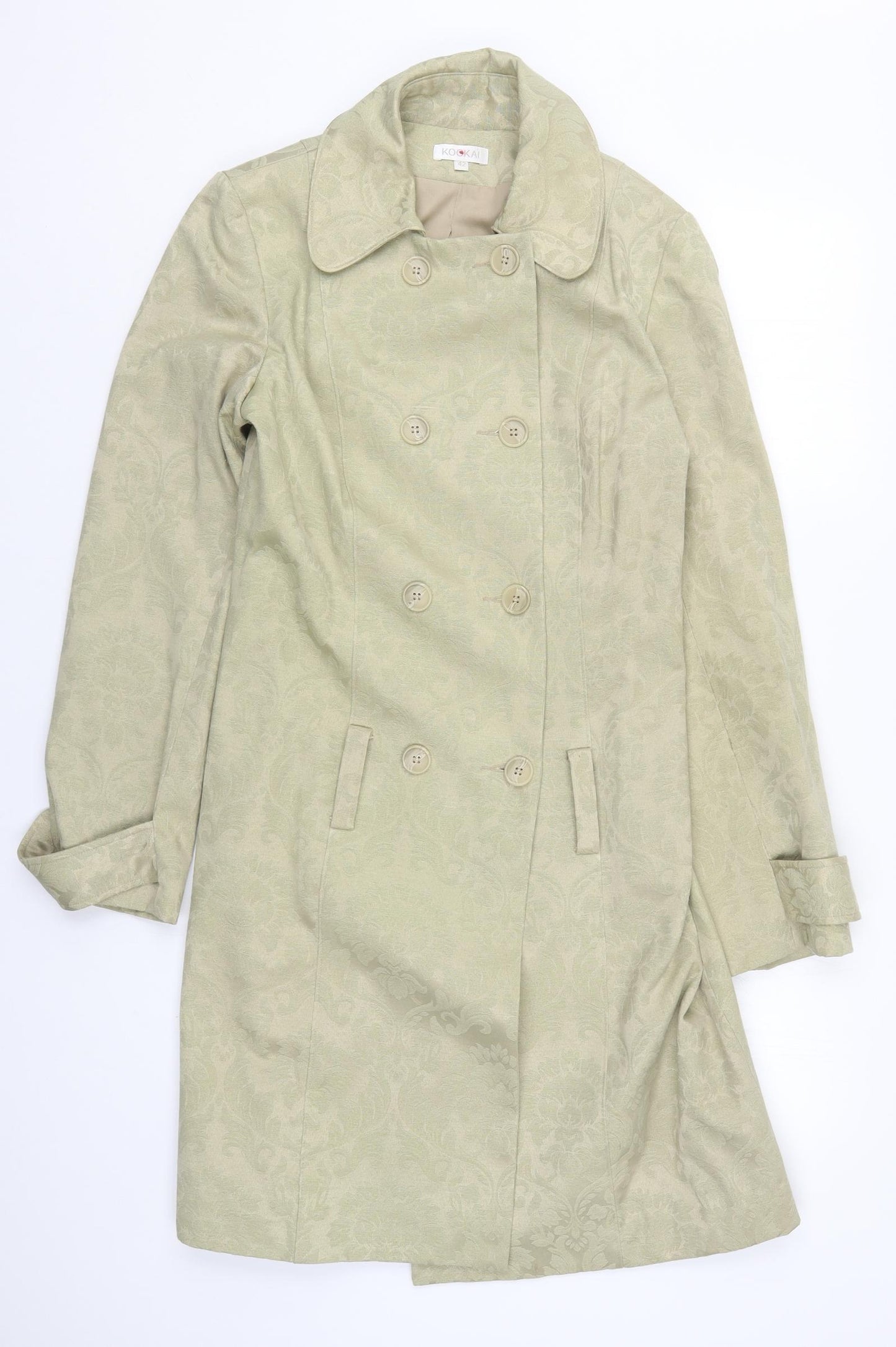 Kookai Womens Green Floral  Pea Coat Coat Size 14  - Batik