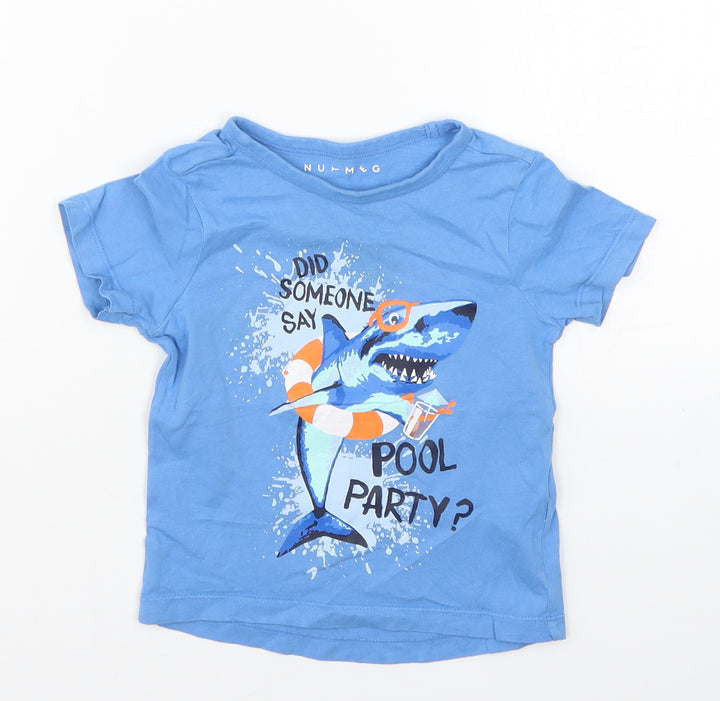Nutmeg Boys Blue Basic T-Shirt Size 12-18 Months - Did Someone Say Pool Party? Sharks