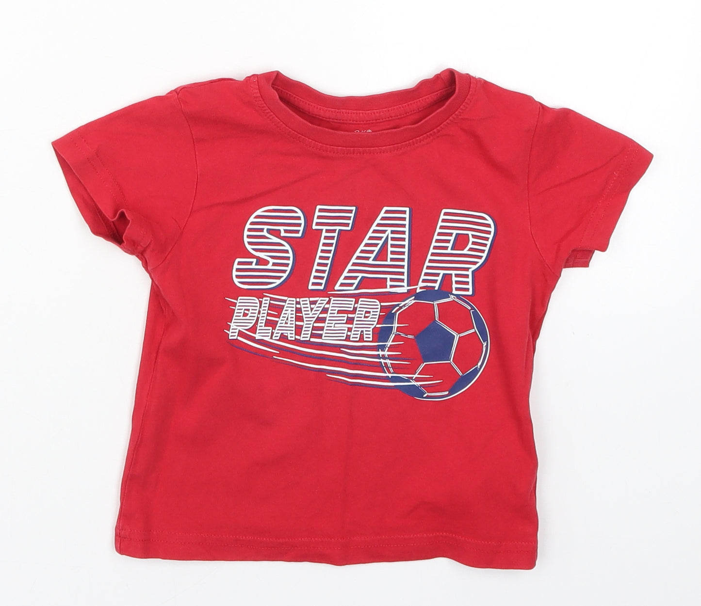 Primark Boys Red   Basic T-Shirt Size 12-18 Months  - Star Player