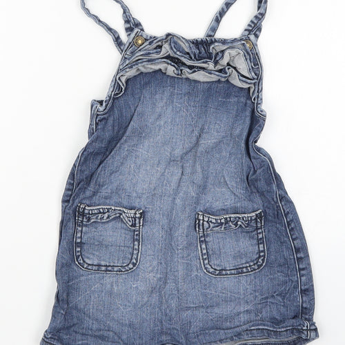 Benetton Girls Blue  Denim Pinafore/Dungaree Dress  Size 3-4 Years