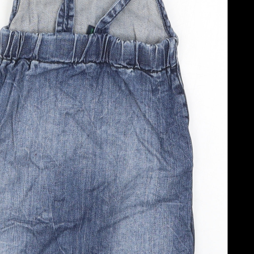 Benetton Girls Blue  Denim Pinafore/Dungaree Dress  Size 3-4 Years