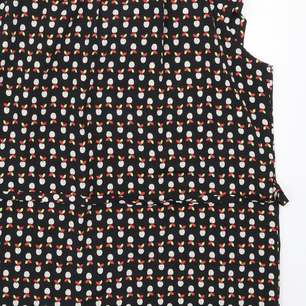 Lakeland Womens Black Geometric  Basic Tank Size 16  - Apple Print