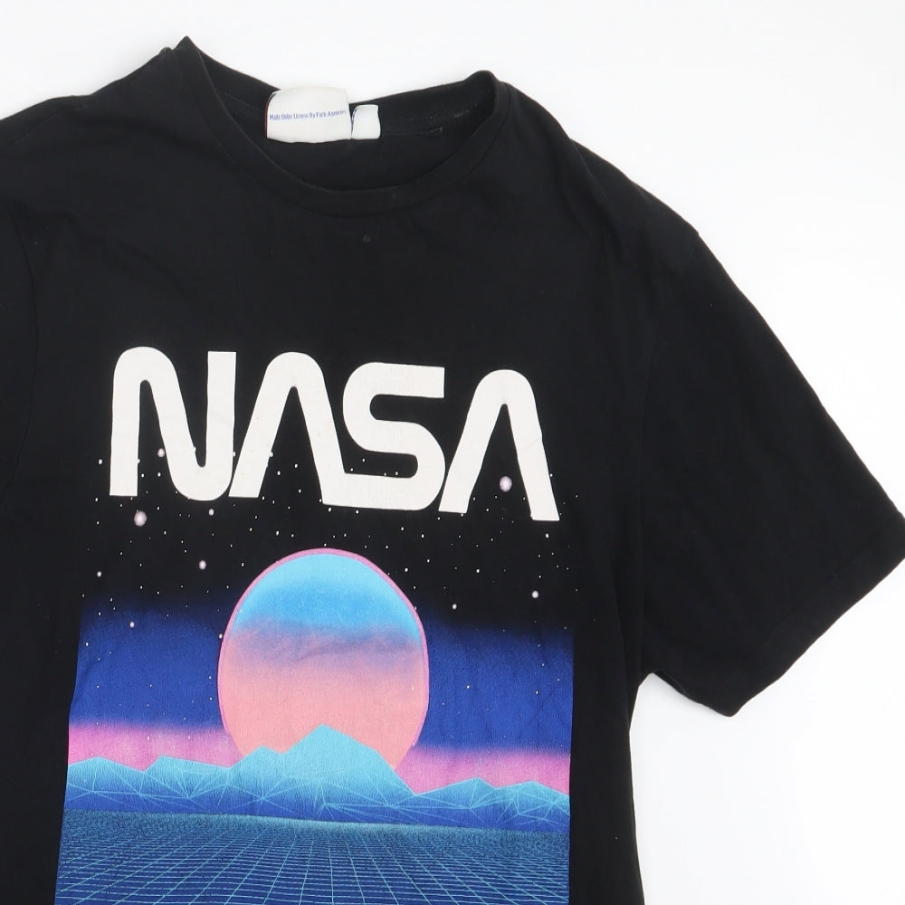Primark Mens Black    T-Shirt Size M  - NASA