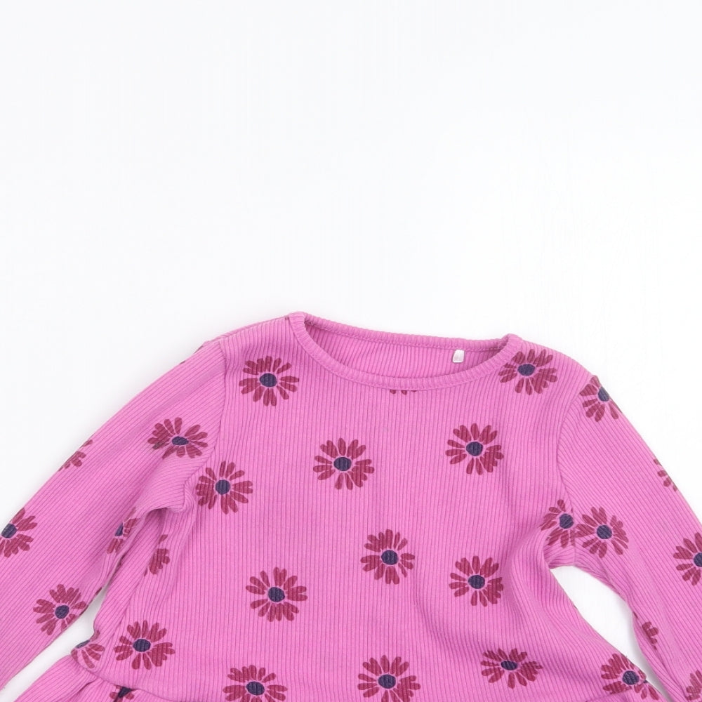 George Girls Pink Geometric  T-Shirt Dress  Size 2-3 Years