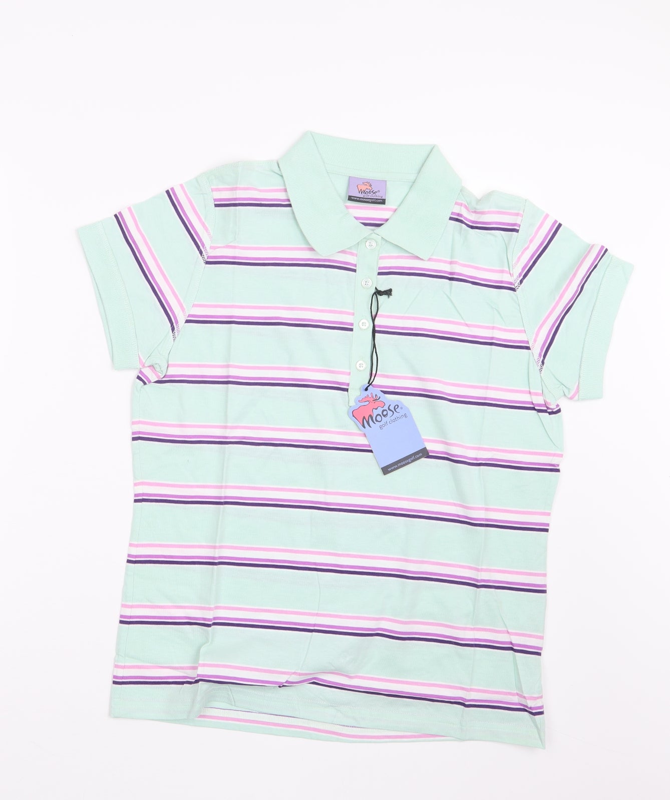Moose  Womens Green Striped  Basic Polo Size 16  - Golf