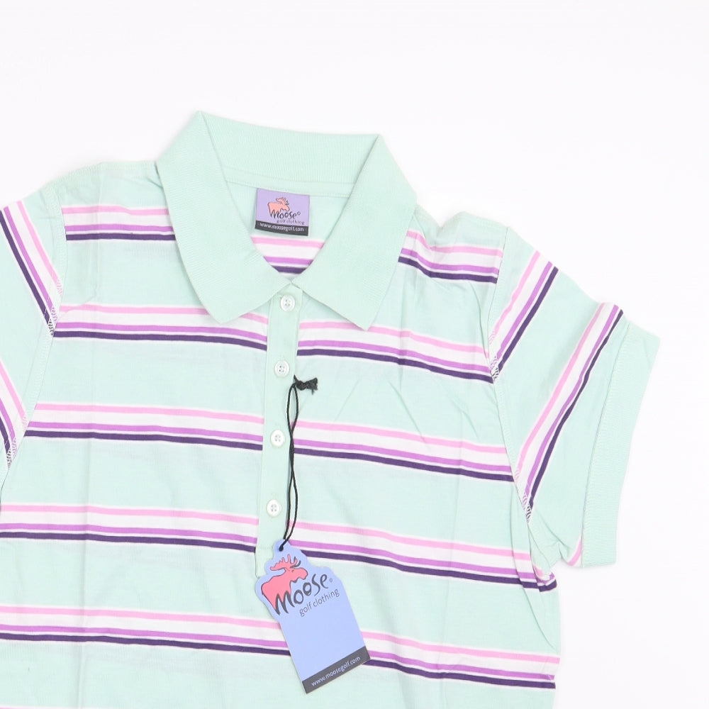 Moose  Womens Green Striped  Basic Polo Size 16  - Golf