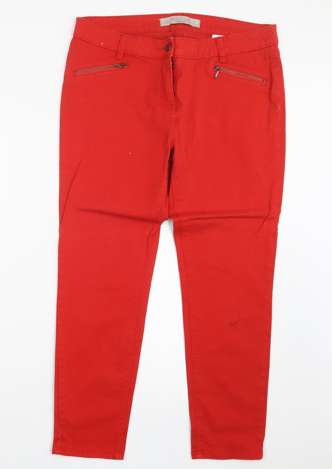 NEXT Womens Red  Denim Straight Jeans Size 14 L25.5 in