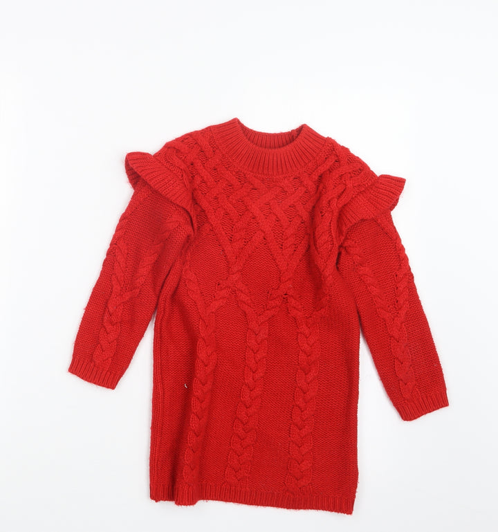 TU Girls Red  Knit Pullover Jumper Size 3-4 Years