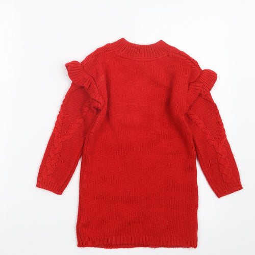 TU Girls Red  Knit Pullover Jumper Size 3-4 Years