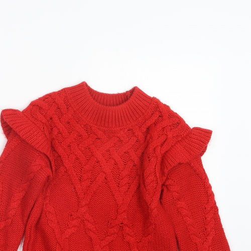 TU Girls Red  Knit Pullover Jumper Size 3-4 Years