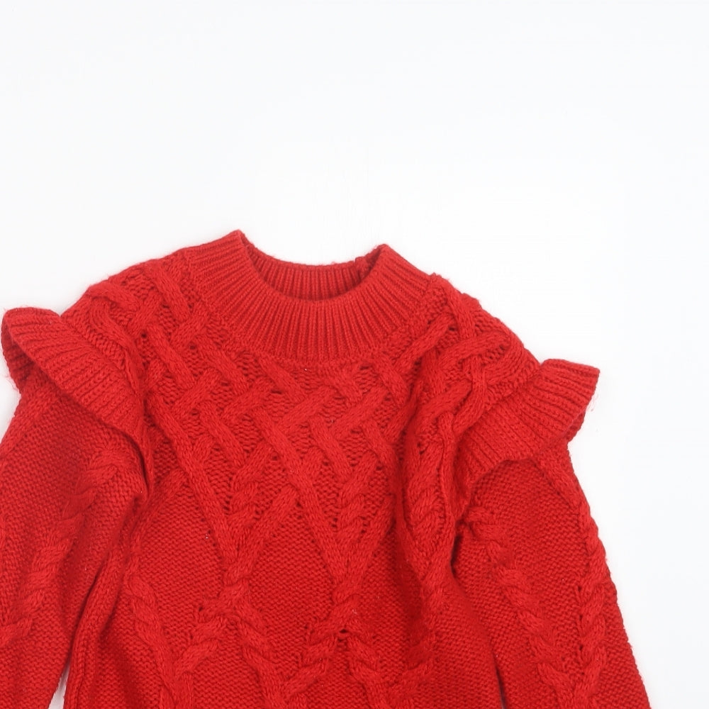 TU Girls Red  Knit Pullover Jumper Size 3-4 Years