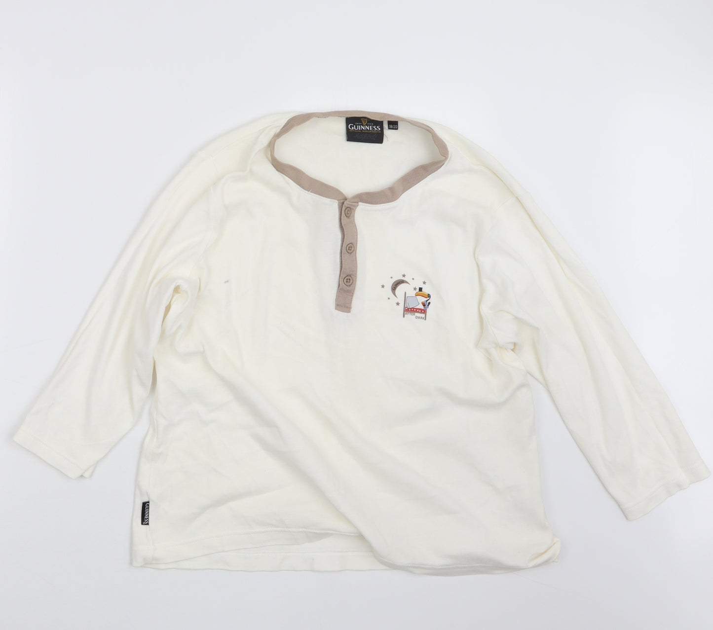 Guinness Womens Ivory Geometric  Top Pyjama Set Size 18  - Guinness