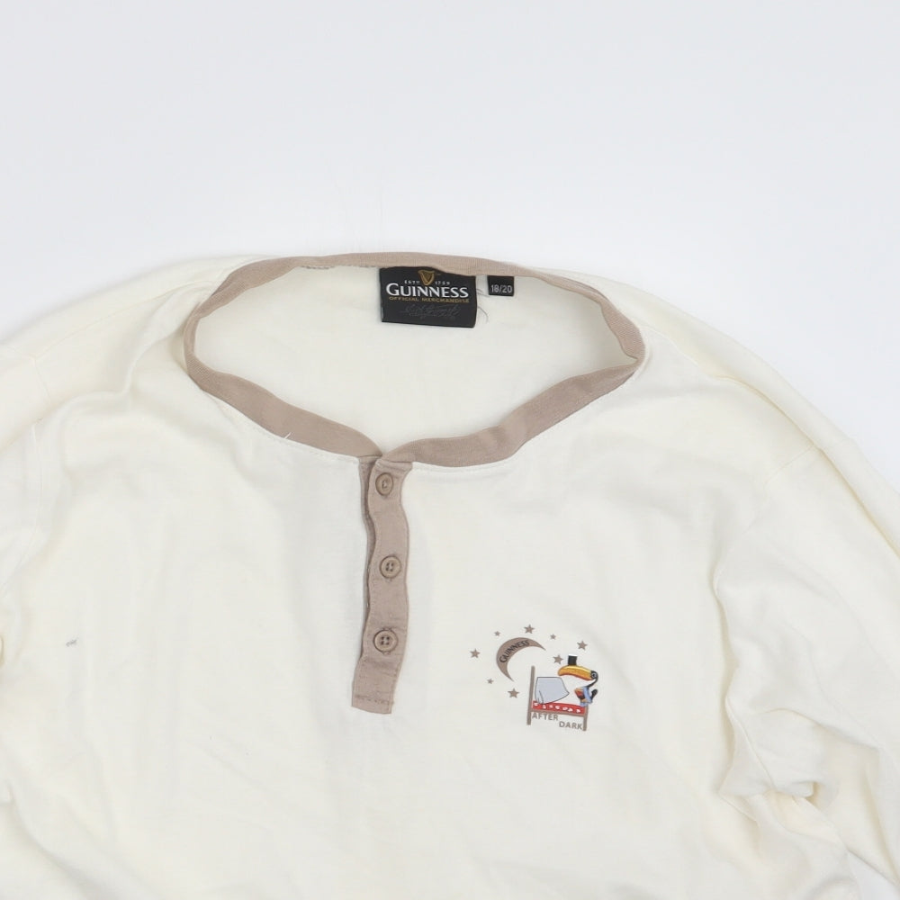 Guinness Womens Ivory Geometric  Top Pyjama Set Size 18  - Guinness