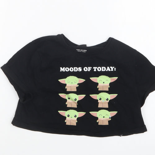 Tesco Girls Black   Cropped T-Shirt Size 9-10 Years  - Star Wars