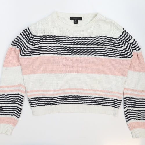 Atmosphere Womens White Striped Knit Pullover Jumper Size 12