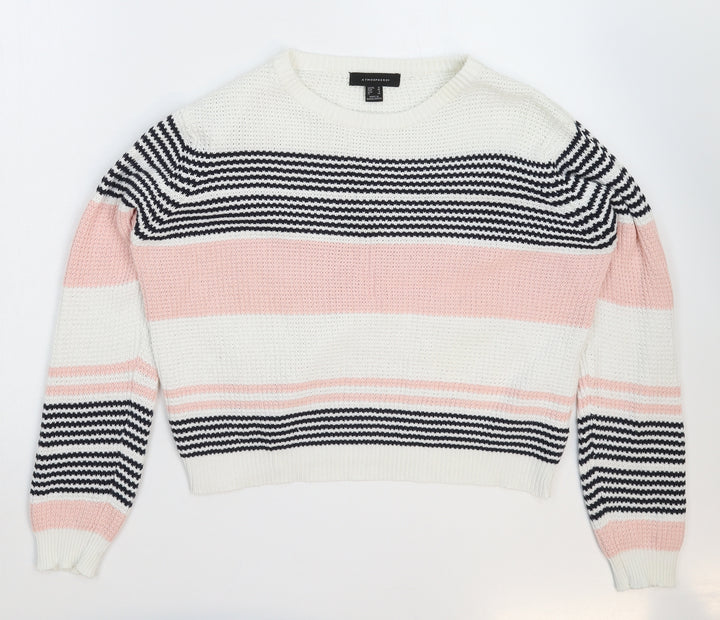 Atmosphere Womens White Striped Knit Pullover Jumper Size 12