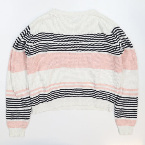 Atmosphere Womens White Striped Knit Pullover Jumper Size 12