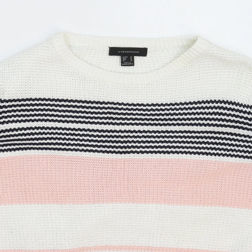 Atmosphere Womens White Striped Knit Pullover Jumper Size 12