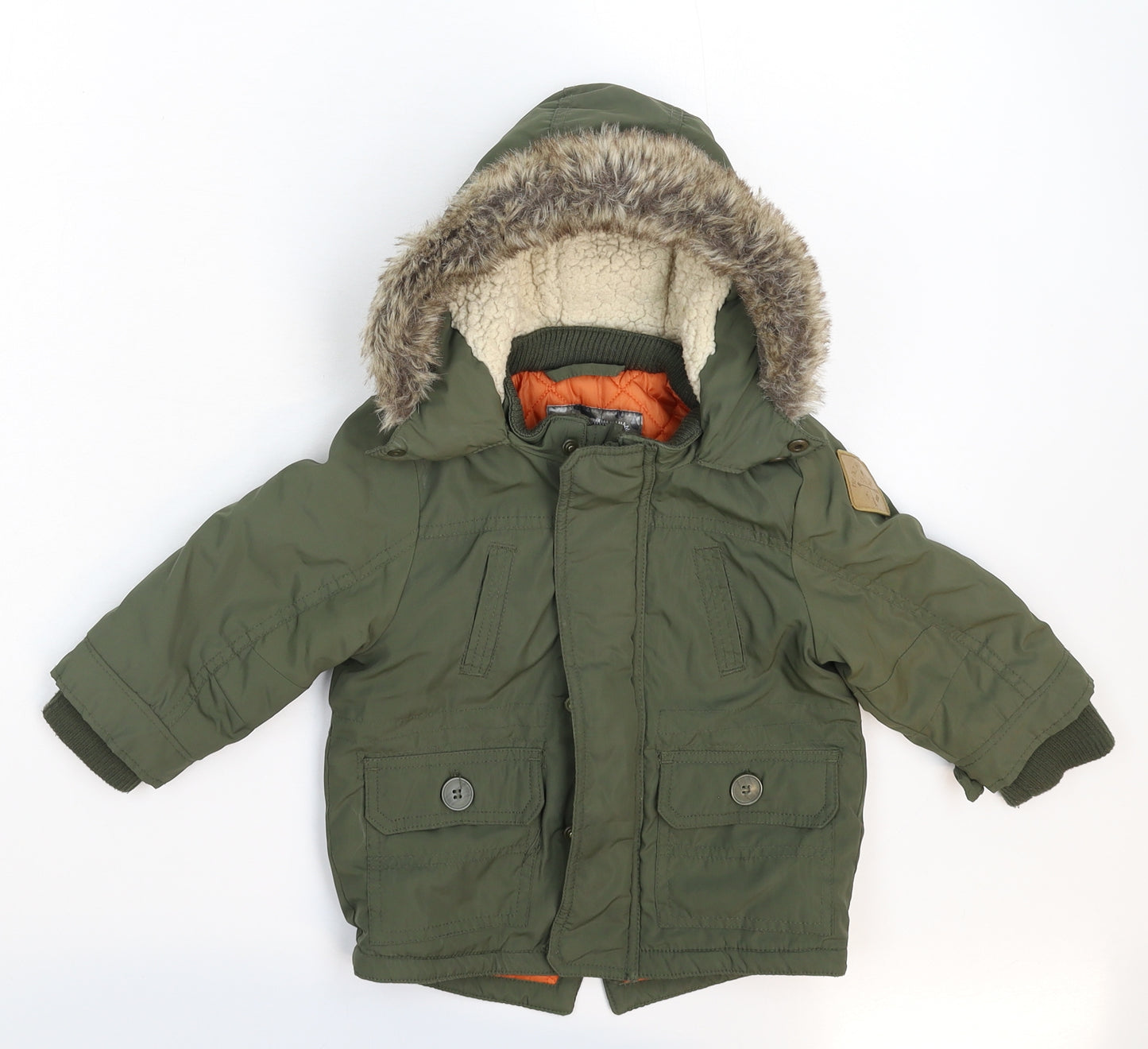 F&F Baby Green   Parka Coat Size 9-12 Months