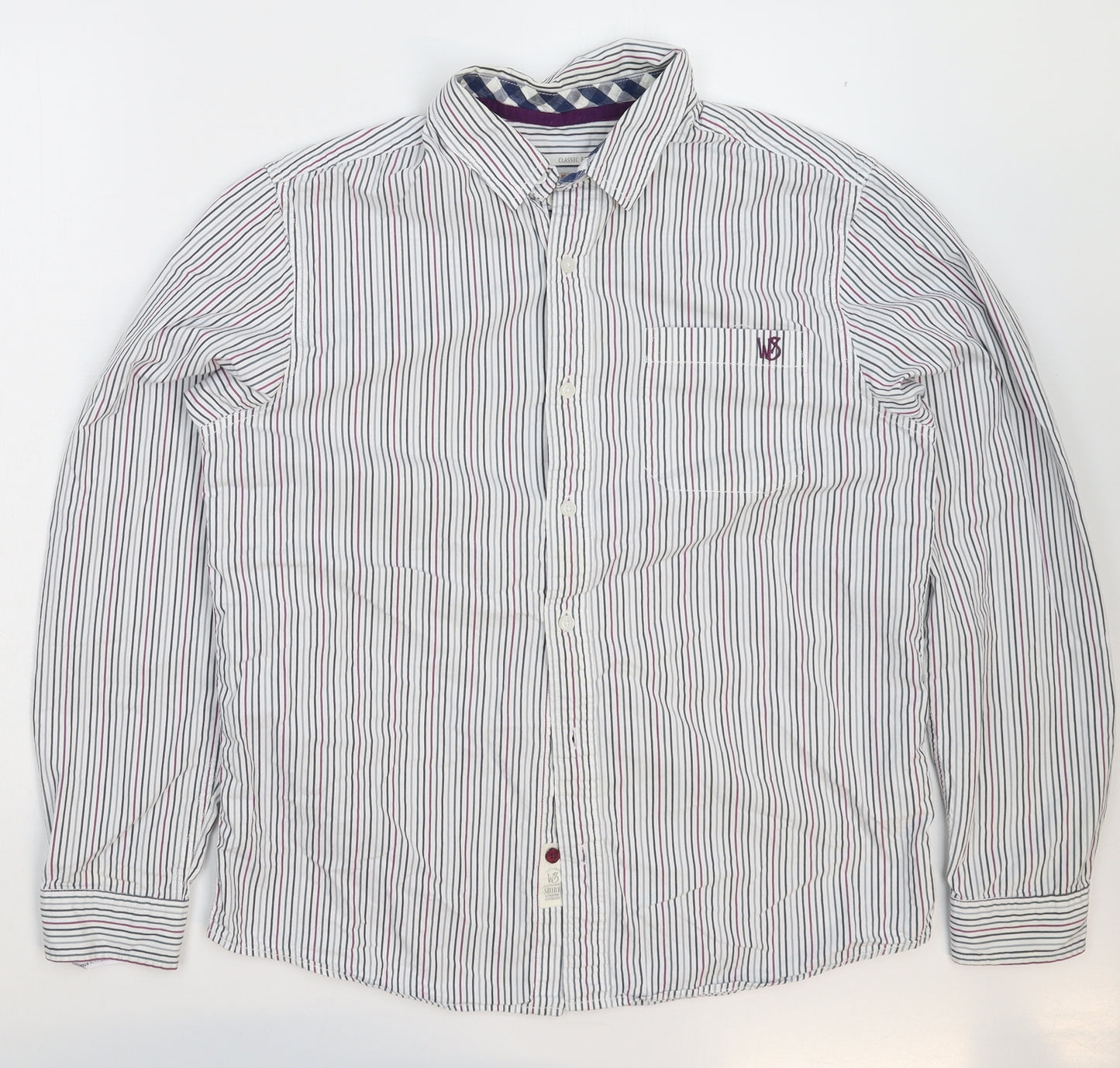White Stuff Mens White Striped   Dress Shirt Size M