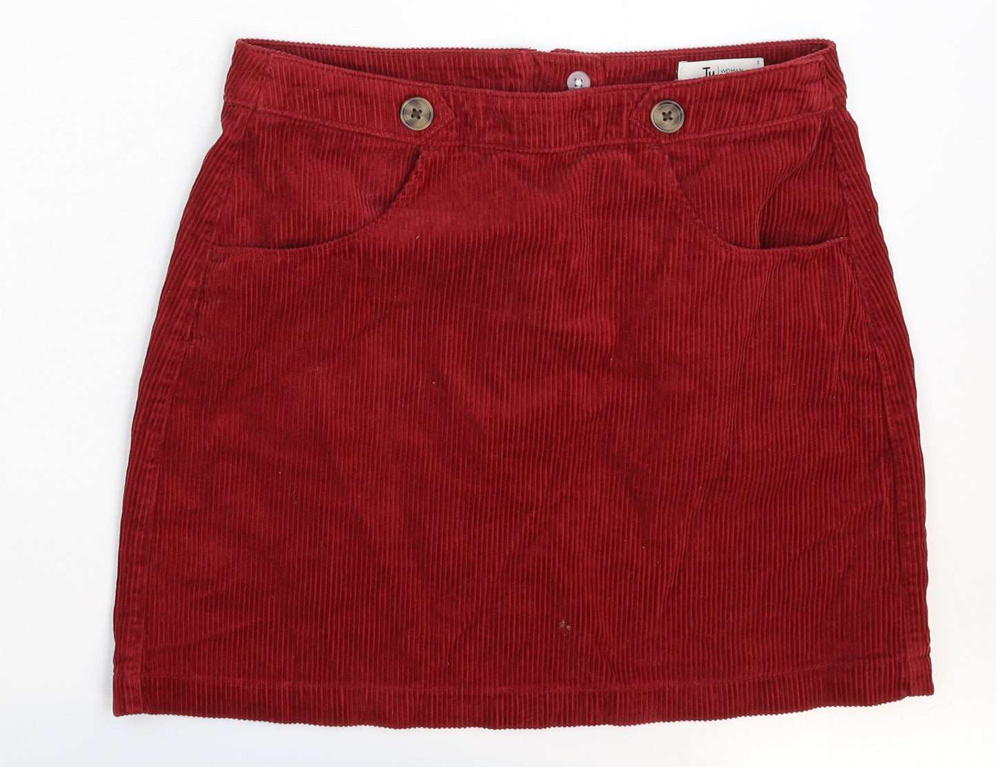 TU Womens Red  Corduroy Mini Skirt Size 8