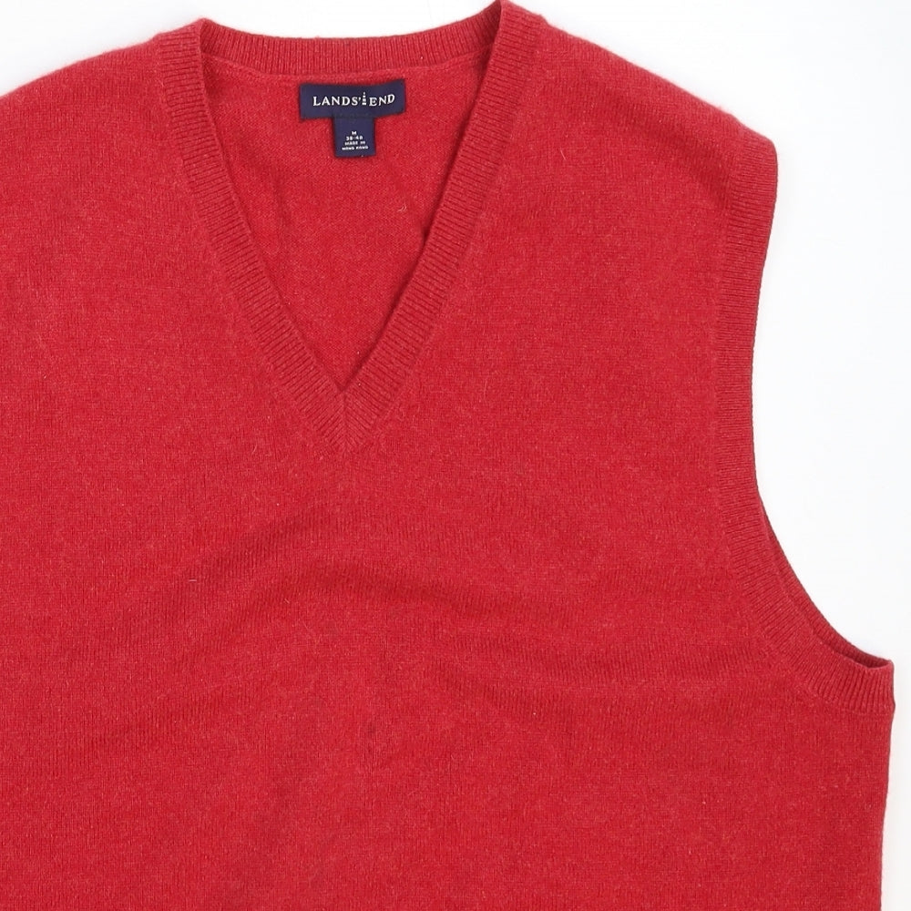 Lands' End Mens Red  Knit Pullover Jumper Size M
