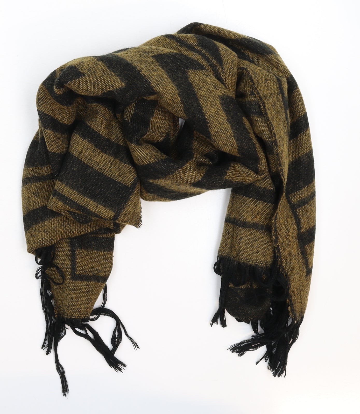 Preworn Womens Grey Striped Knit  Scarf